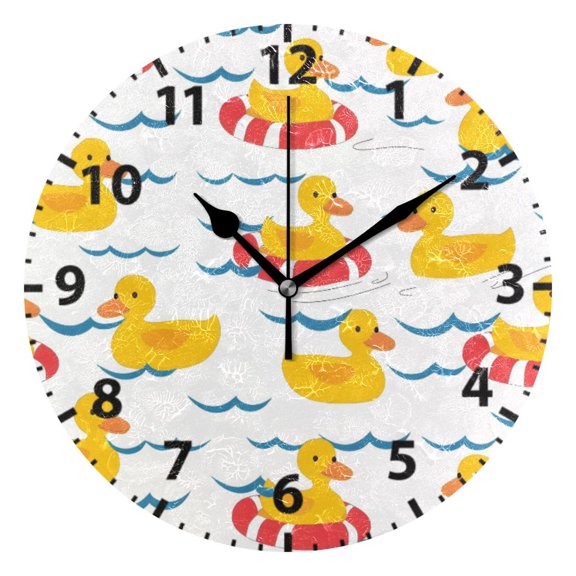 Duck Pattern Wall Clock 10in Round Artistic Oil Painting Home Decor Desk Table Clock
