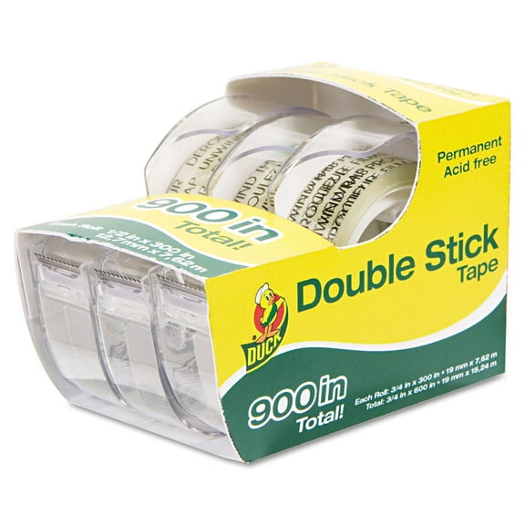 Duck Permanent Double-Stick Tape 1/2" x 300" 1" Core Clear 0021087