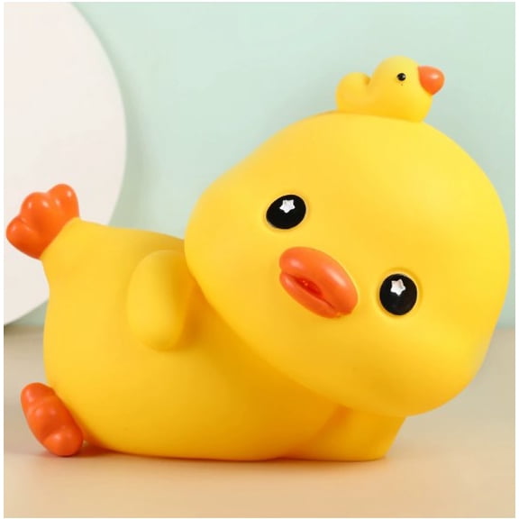 Duck Piggy Bank for Youngsters, 9.45 x 7.28 in, Cartoon Lying Duck Design, Large Capacity Vinyl Unbreakable Piggy Bank for Coins & Bills, Educational Gift