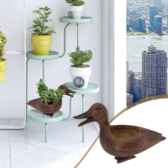 Duck Planter under $5! Cagogo Decorative Duck Shaped Flower Pot, Resin Animal Planter for Succulentss, Cute Garden and Indoor Plant Holder, Whimsical Home Decor Planter, Small Tabletop Decoration