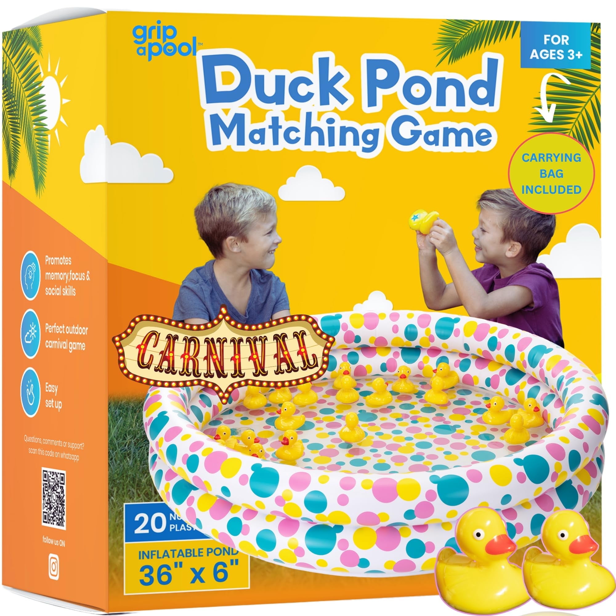 Duck Pond Matching Carnival Game, Outdoor Games for Birthday Party's, Easter Gift Summer Toy, for Kids Ages 4-8