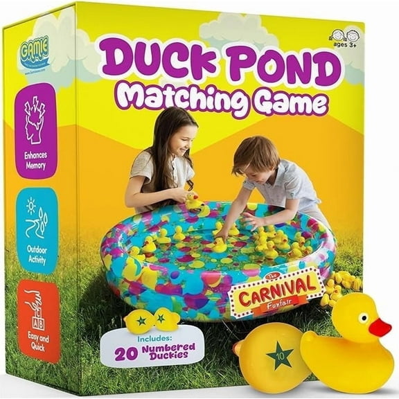 ArtCreativity 20 Rubber Duck Matching Game with 3" Pool for Kids Ages 3+ - Duck Pond Carnival Game, Yellow