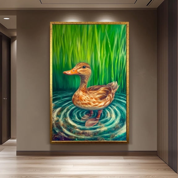 Duck Pond Print, Realistic Nature , Farmhouse Decor, Unframed Paper Poster 8x10in