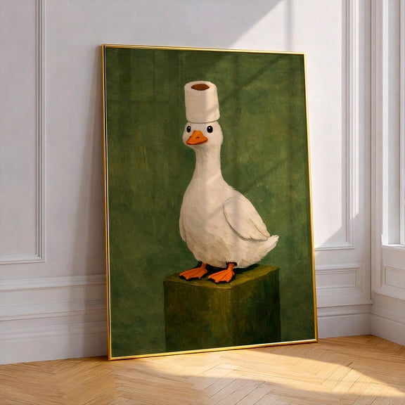 Duck Poster, Funny Bathroom Wall Art, Humorous Animal Print, Vintage Style Decor, Quirky Home Artwork, Unique , Poster Print Only