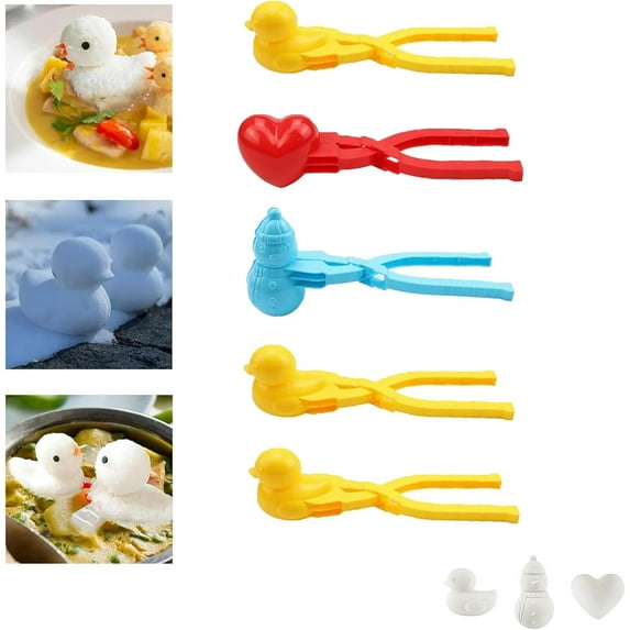Duck Potato Shaper-Snowball Maker, Duck Rice Molds, Duck Scoop Snowball Maker Clip, 3d Rice Shaper Mold, Fun Kitchen Gadget for Rice Balls Sushi Croquettes (5*Random color, S)