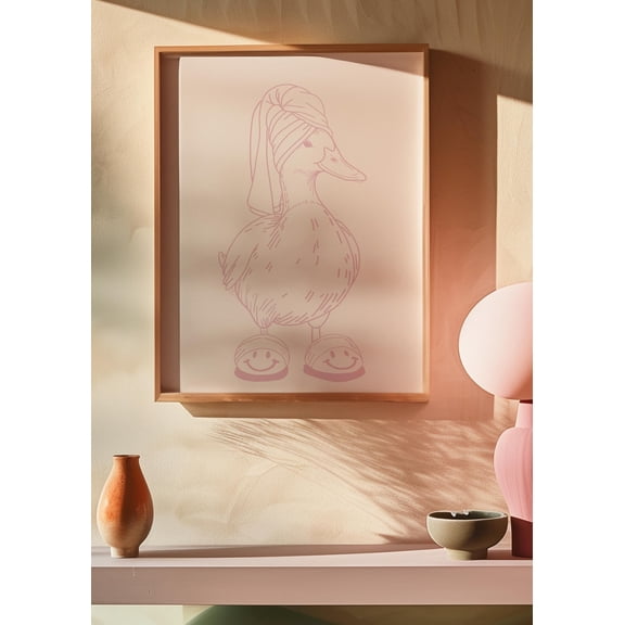 Duck Print, Duck In Towel Wall Art, Vintage Duck Print, Farm Nursery Decor, Cool Duck In Slippers, Duck Bathroom Wall Art, Duck In Slippers Wall Art, Modern Wall Decor, 8x12 UNFRAMED