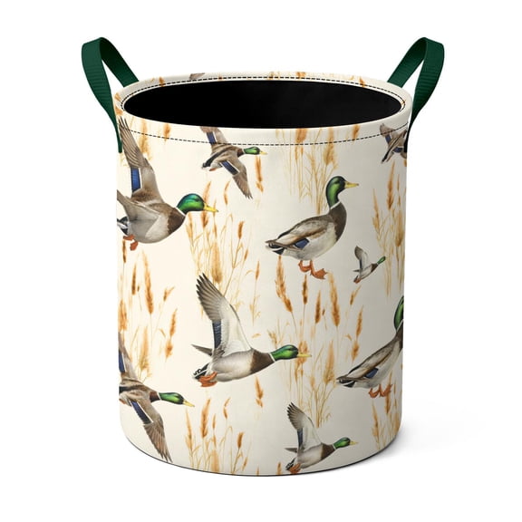 Duck Print Foldable Laundry Basket with Handles Extra Large Washable Fabric Storage Hamper for Bathroom Bedroom Dorm Laundry Room