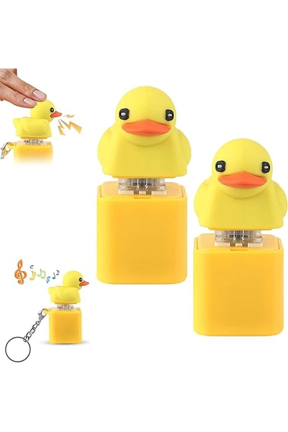 Duck Quacking Fidget Keychain, Stress Reliever with Light & Sound, Funny Quack Keycap for Bags, Purses & Backpacks, Novelty Gift for Adults, Office Desk Accessory(RL 2 PCS)