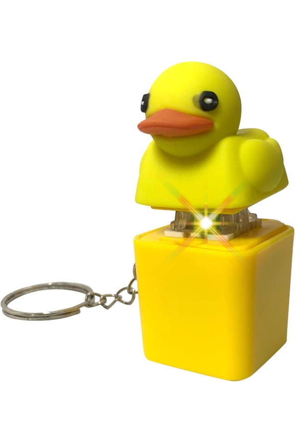 Duck Quacking Fidget Toy,  Cute Duck Quacking Keychain,Quacking Duck Stress Reliever with Colorful Lights, Fun & Portable Anxiety Relief Toy