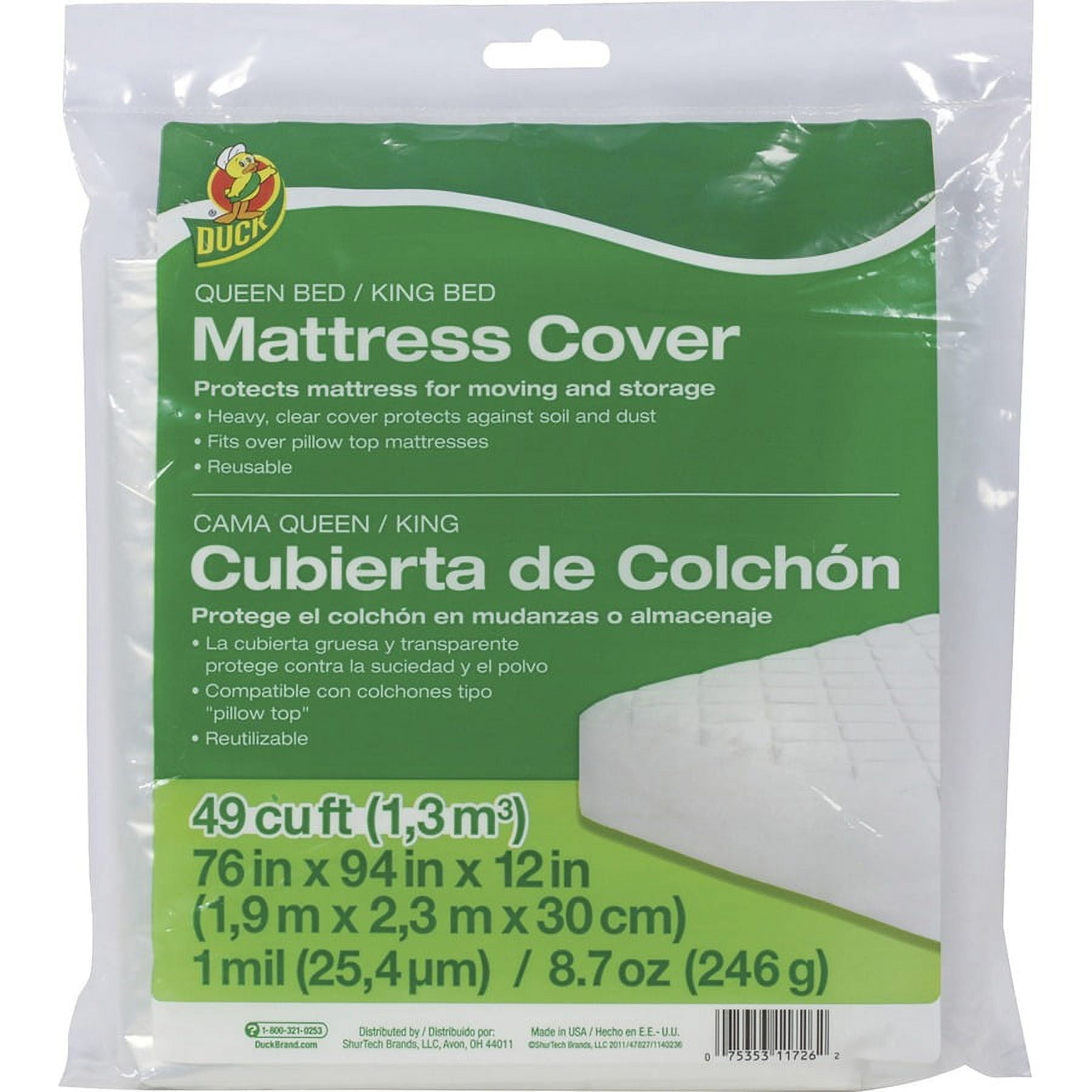 Clear Heavy-Duty Queen/King Mattress Cover for Moving and Storage