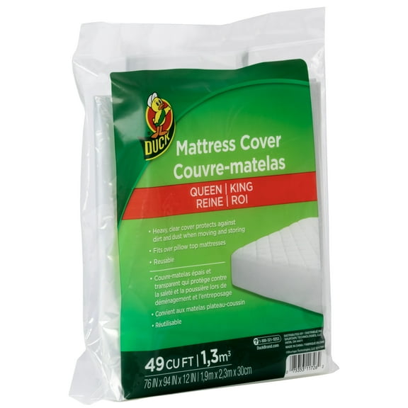 Duck Brand 76 in. x 94 in. x 12 in. Clear Queen/King Mattress Cover