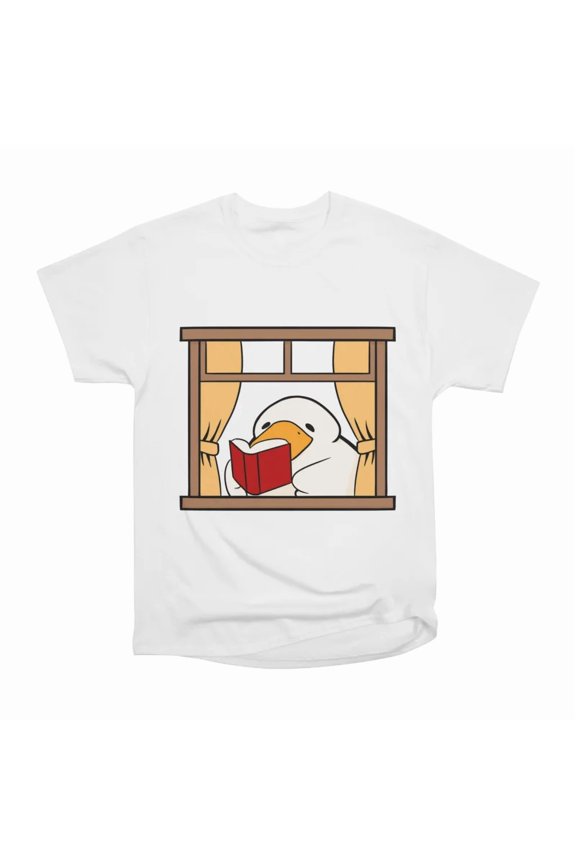Duck Reading at window T-Shirt Tee Gift For Him Merch For Her Apparel For Friend