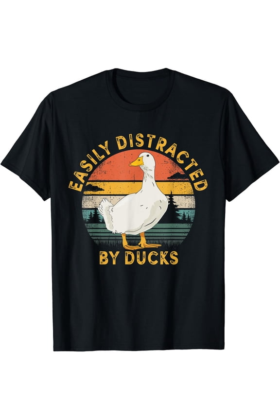 Duck - Retro Vintage Easily Distracted By Ducks T-Shirt