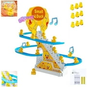 Duck Roller Coaster,Funny Duck Climbing Stairs Toy,Escalator Roller Coaster Toy,Automatic Track Slide Toy,Coaster Track Toy with Music&Light,Intoor Duck Slide Toy for Kids(9 Ducks(Rechargeable))