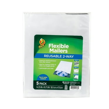 Duck Self-Seal Reuseable Poly Flexible Mailer, 14" x 18", Solid Print, 5 Pack