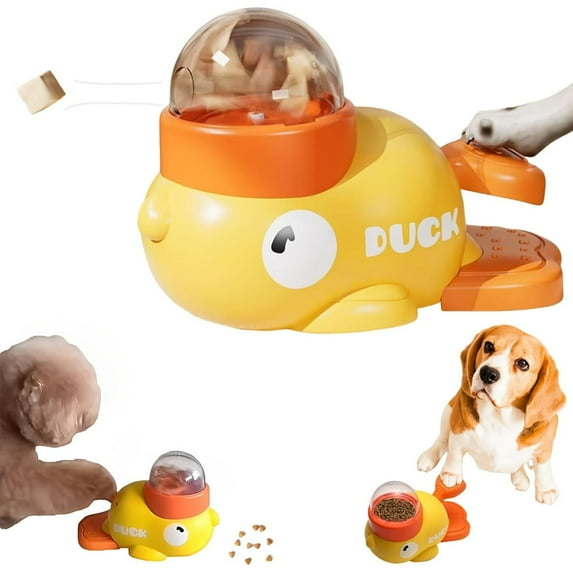 Duck Shape Dog Treat Dispenser,Duck pet feeder- Interactive Dog Toys for Mental Stimulation, Slow Feeder Puzzle Toy for Small Medium Dogs & Cats,IQ Training Food Dispenser,Yellow 8.66"*5.51"