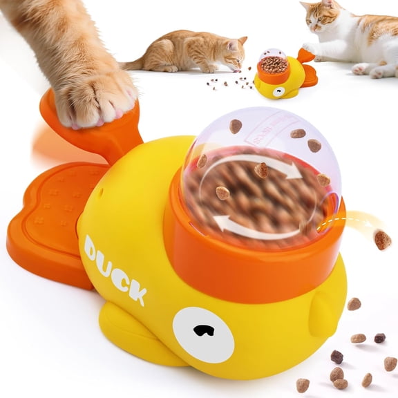 Duck Shaped 2-in-1 Pet Puzzle Feeder - Slow Feeder & Treat Dispenser, Mental Stimulation Interactive Toy for Small & Large Cats & Dogs