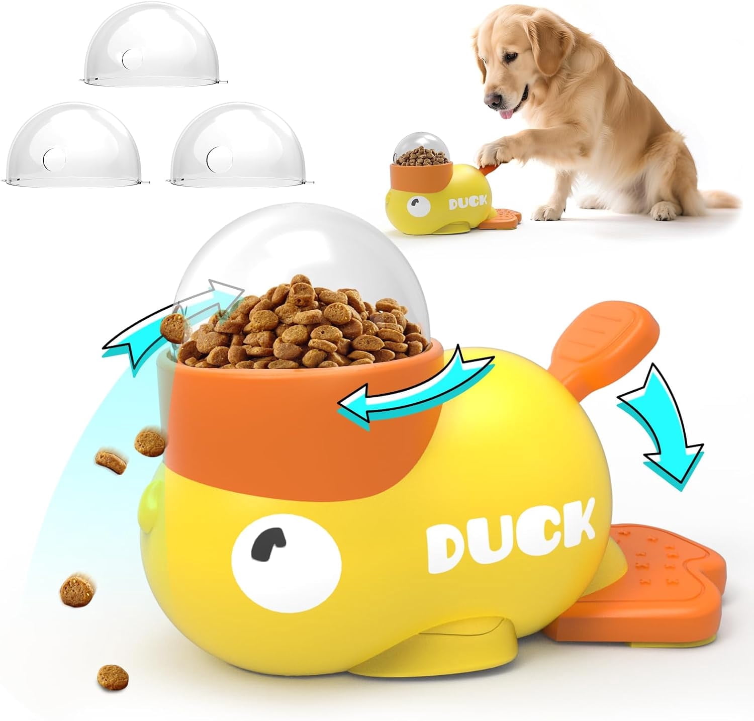 Duck Shaped Interactive Pet Toy, Treat Dispensing Puzzle Toy for Dogs Cats, Slow Feeder Toy for IQ Training & Healthy Eating