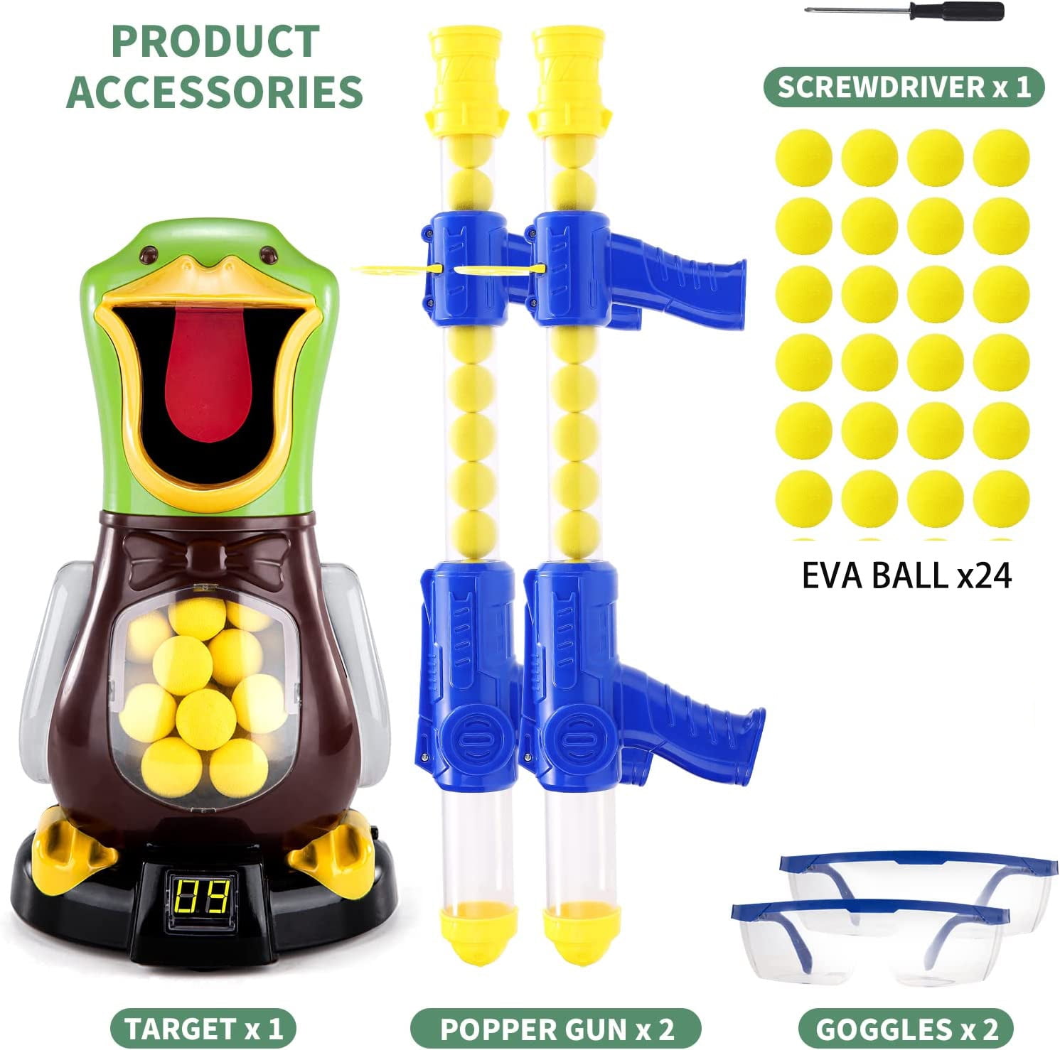 Duck Shooting Toys for Kids 35 Years, Toy Popper Gun with Electric