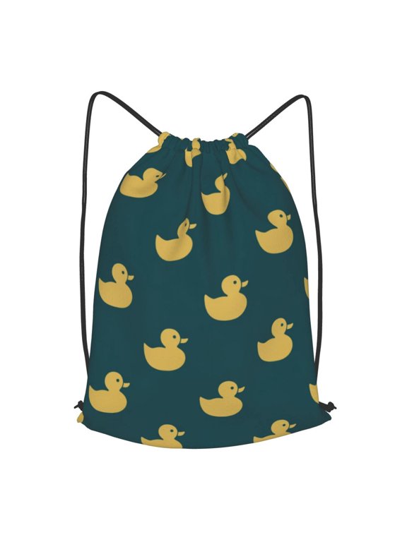 Duck Silhouette Pattern Art Drawstring Backpack Gym String Bag Sports Sackpack Cinch Sack, S