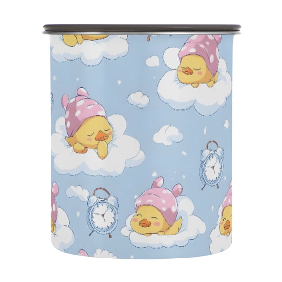 Duck Sleeping Airtight Coffee Bean Canister 30oz Food Storage Containers with Lids For Gournd, Tea, Sugar, Flour, Rice, Cereal, Candy Cookie Jar