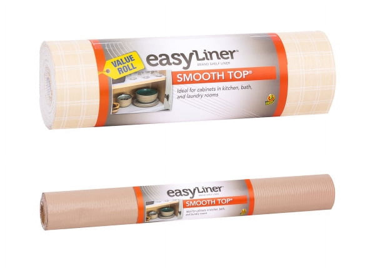 Duck Smooth Top Easy Liner Shelf Liner, 20 in x 6 ft Taupe + 12 in x 20