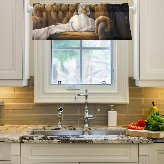 Duck Sofa Curtain Valances Farmhouse Design Window Treatment Decor Blackout Rod Pocket for Windows Living Room Kitchen 54" x 18"