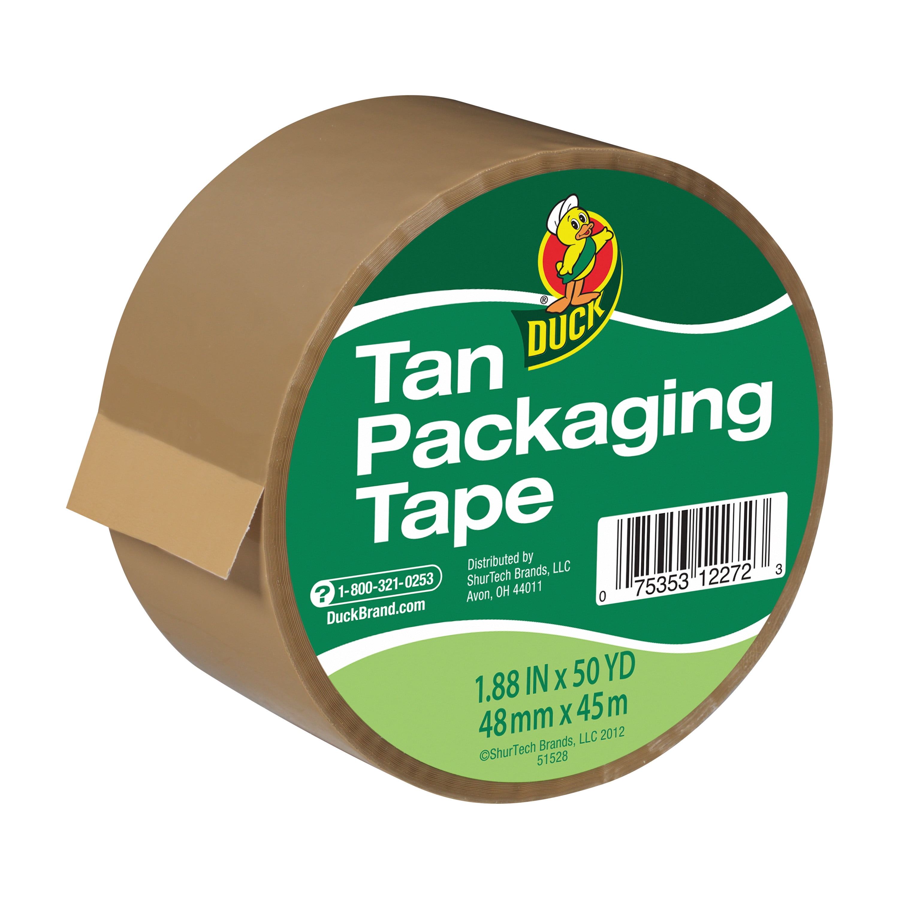 Duck Standard Acrylic Packing Tape, 1.88 in x 50 yd, Tan