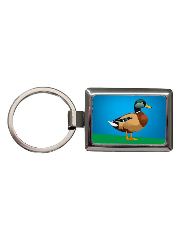 Duck Standing Profile Metal Rectangle Keychain