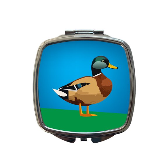 Duck Standing Profile Travel Makeup Handbag Purse Small Pocket Compact Mirror