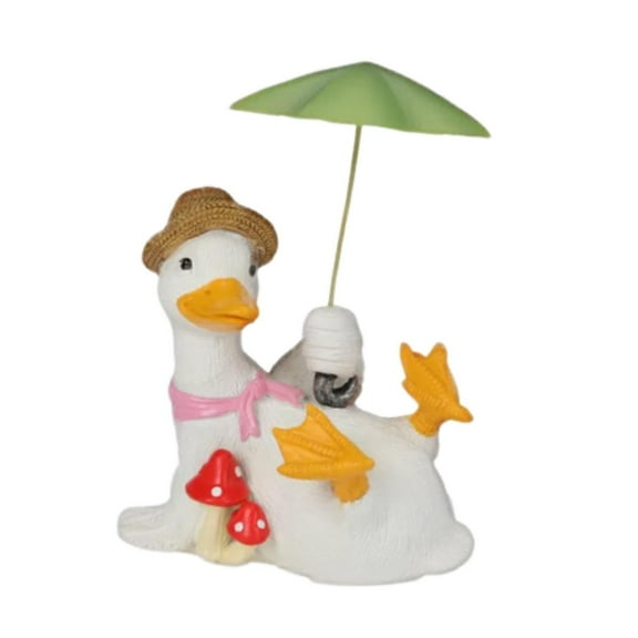 Duck Statue Garden Figurine Animal Sculpture Whimsical Resin with Umbrella for Indoor Outdoor Home Office Decor