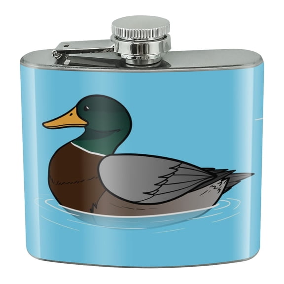 Duck Swimming in Water Stainless Steel 5oz Hip Drink Kidney Flask