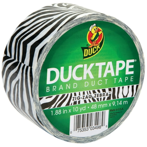 Duck Tape Patterned Duck Tape, 1.88 in x 10 yds., Zebra