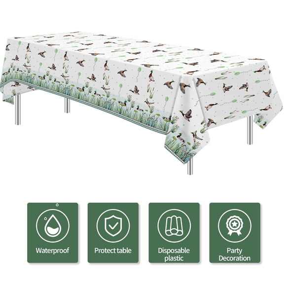 Duck-Themed Birthday Party Tablecloth 3 Pcs 54x108 Inches Disposable