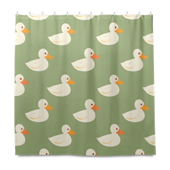 Duck Tile Pattern Shower Curtain Liners Waterproof 72 Inch with C Shaped Curtain Hooks