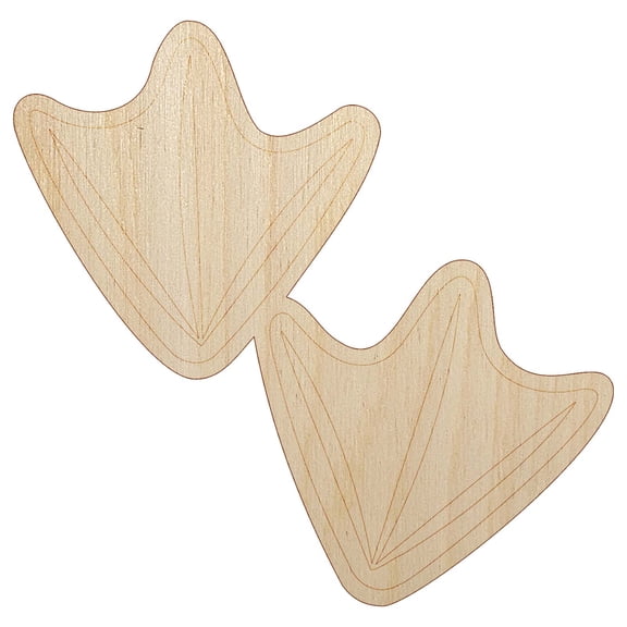 Duck Tracks Footprints Wood Shape Unfinished Piece Cutout Craft DIY Projects - 6.25 Inch Size - 1/4 Inch Thick