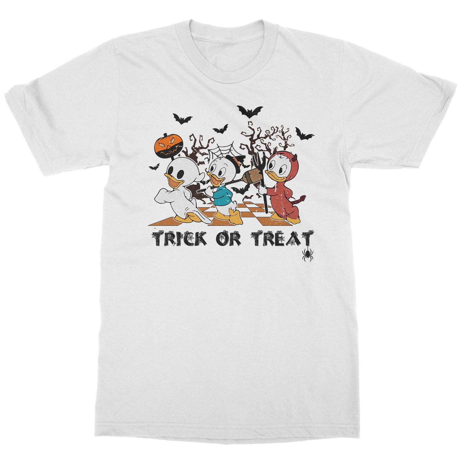 Duck Trio Trick Or Treat Funny Halloween Party Unisex T Shirt (White Duck Trio Trick Or Treat Funny Halloween Party Unisex T Shirt (White