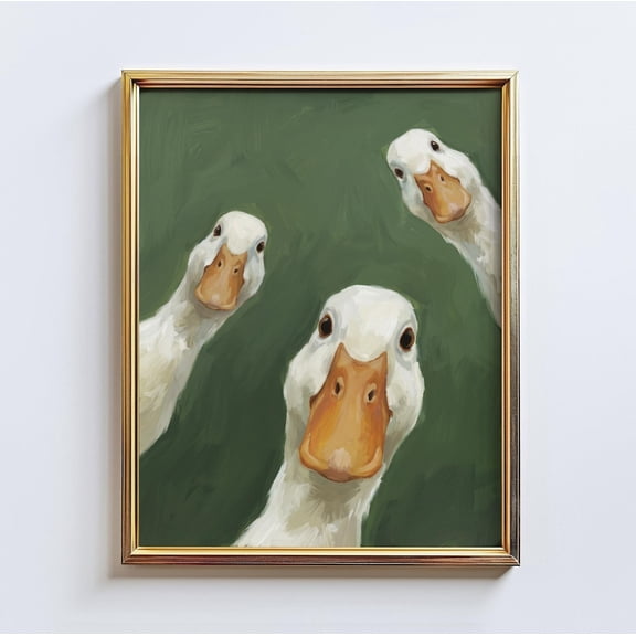 Duck Trio Whimsical Animal Wall Art Home Decor Unframed Paper Print