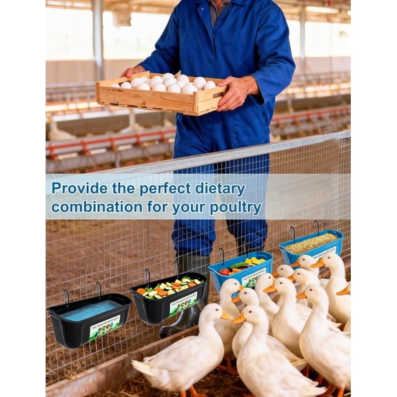 Duck Water Feeder,4 Pack Hanging Ducks Feeder and Ducks Waterer Set,Drake Fence Feed Trough with Clips, Poultry Livestock Food Water Feeding Container or Hen Coop, Duck Cage and Mallard Houses
