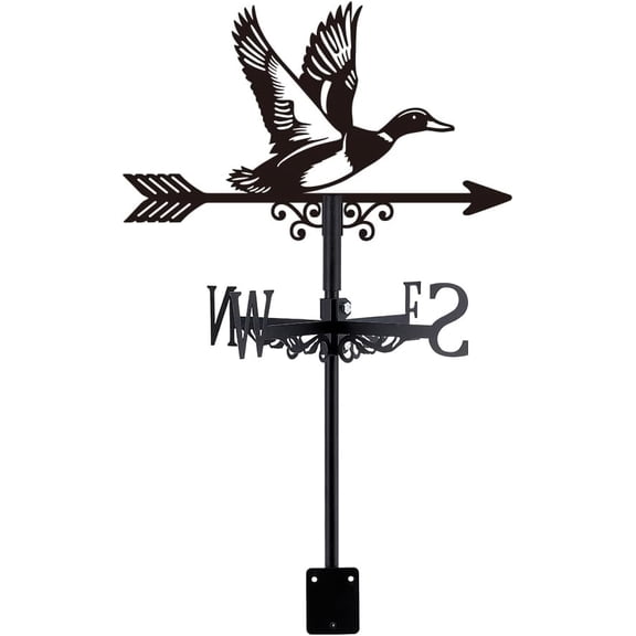 Duck Weather Vane Mallard Ducks Wind Vanes for Yard Animal Metal Weathervane Roof Mount for Gardens Outside Black Weathervanes