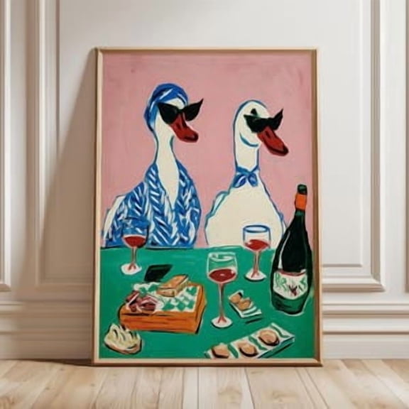 Duck Wine Party Poster, Poster Home Decor, Poster Only