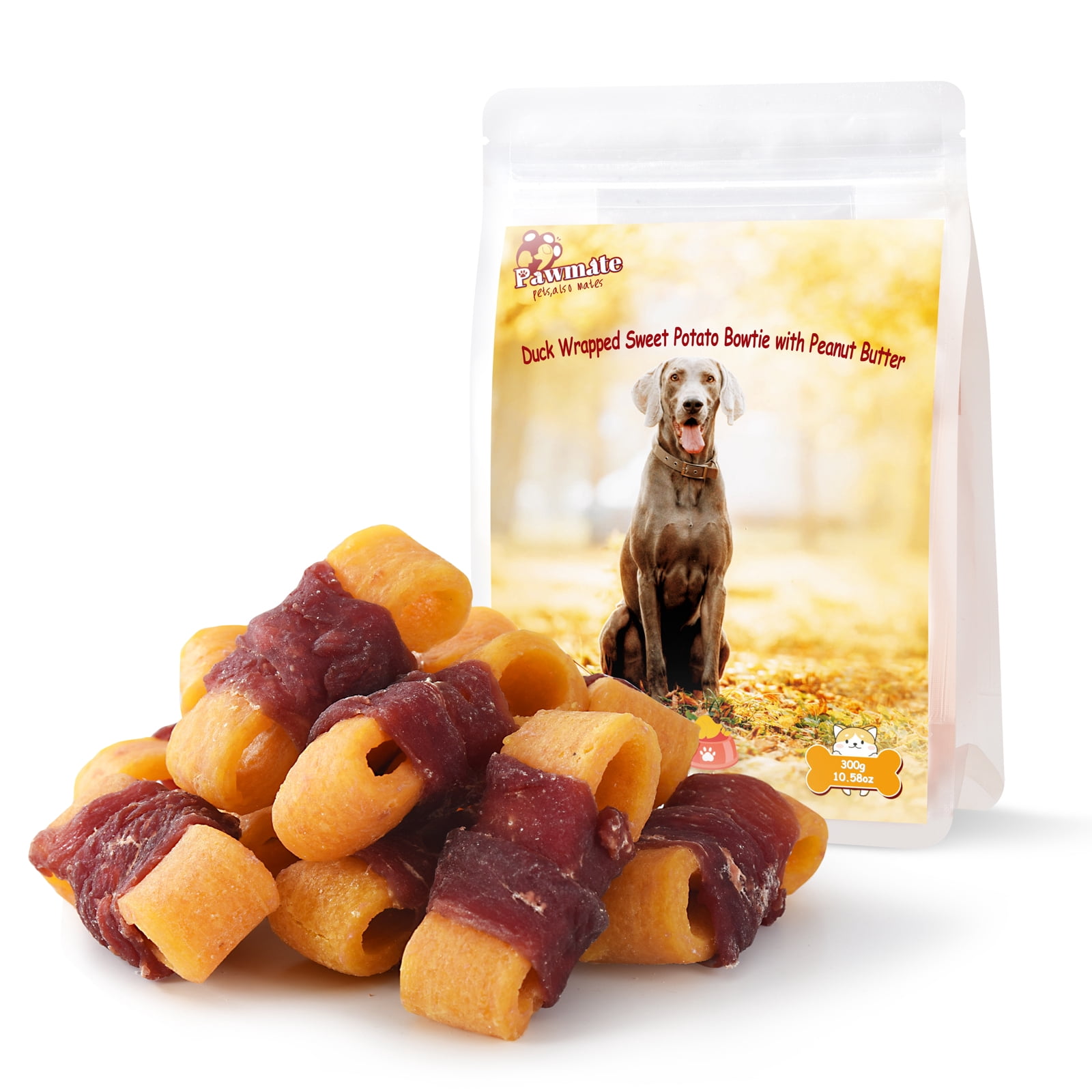 Picture of Pawmate Sweet Potato Dog Treats, Natural Duck Jerky Peanut Butter Chews ...