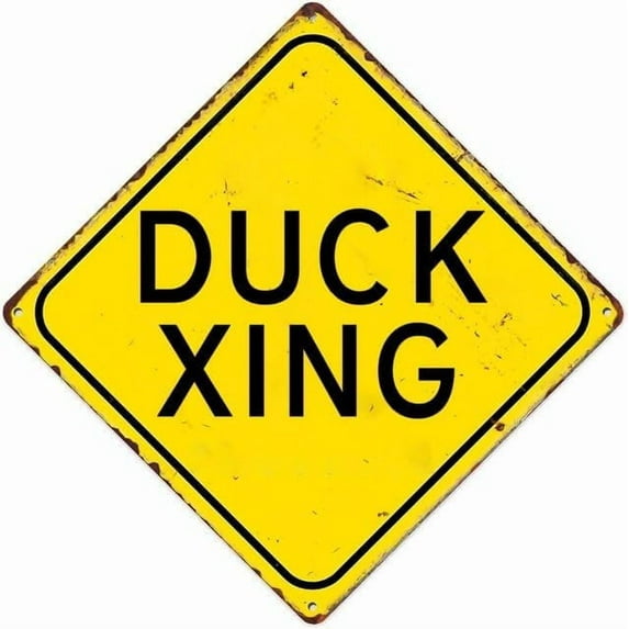 Duck Xing Funny Signs Wall Art Decor Plaque For Home Bar Pub Club Cafe Living Room 12X12 Inch