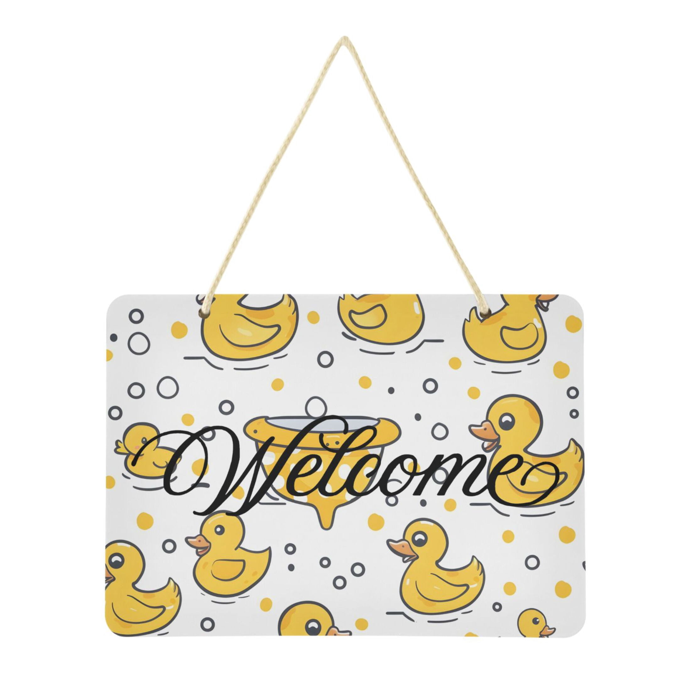 Duck and Bubbles Welcome Sign Front Door PVC 14x10 inch Hanger Hello ...