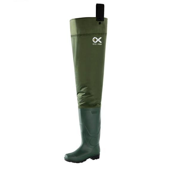 Duck and Fish Green Fishing Wader Hip Boots-Size Men 9 / Women 11