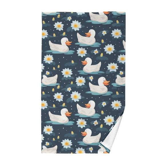 Duck and Flowers Bath Towel 100% Cotton Soft Thick High Absorbency Hand Face Towel Single Pack 16x28in