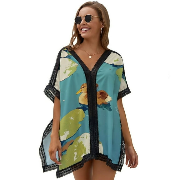 Duck in A Row (4) Printed Women's Swimsuit Cover Up Summer Swimsuit Dress