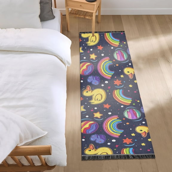 Duck in Space Runner Area Rug 2x6 Soft Non-Slip Washable Bedside Carpet for Hallway Bedroom Living Room Home Decor