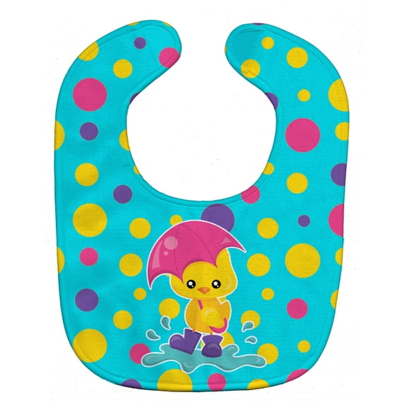 Duck in the Rain on Polkadots Baby Bib
