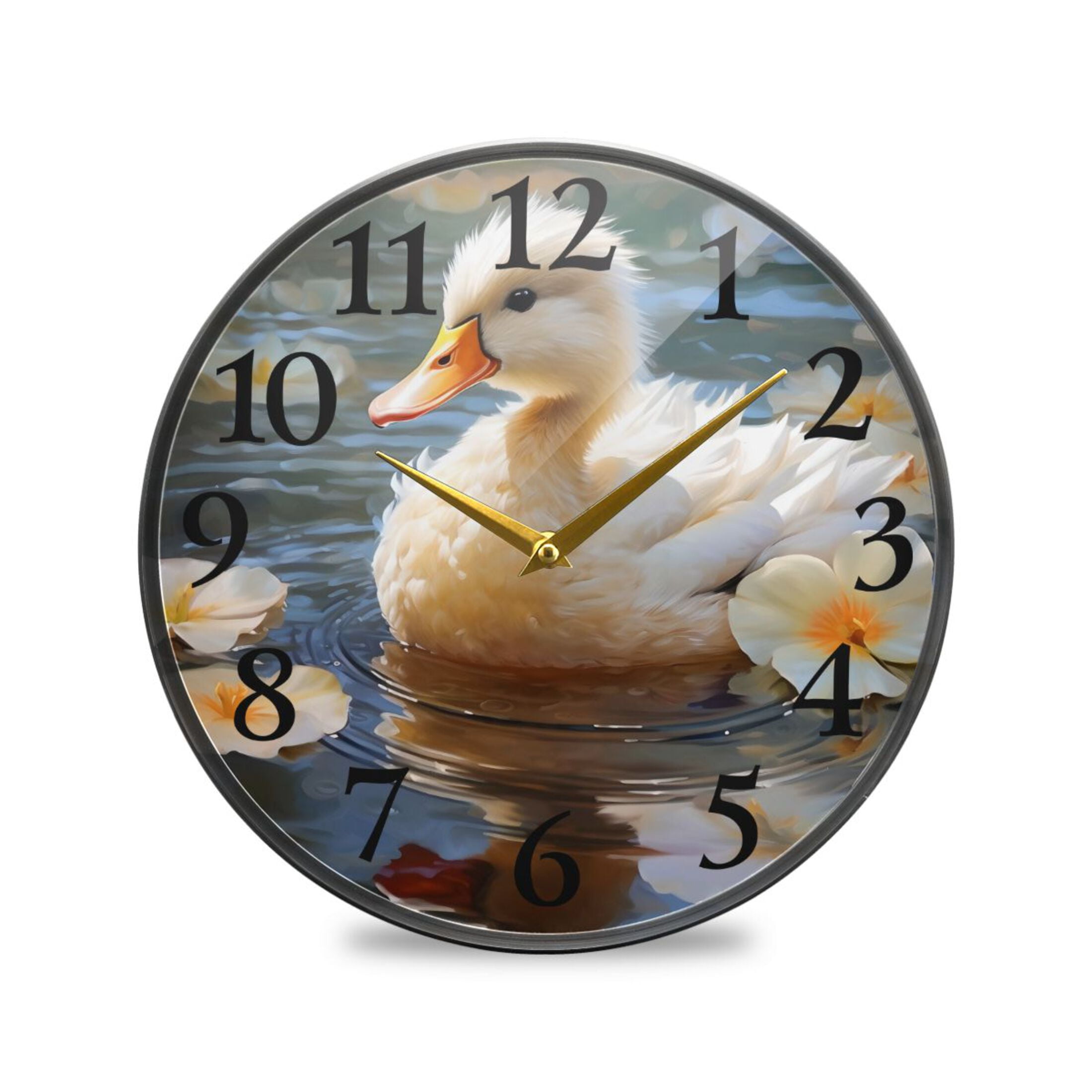 Duck on Water Wall Clocks Battery Operated 11.9 Inch Round Clock ...